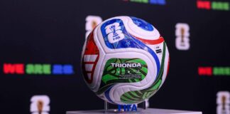 TRIONDA: el balón del Mundial de la FIFA con elementos de los tres países anfitriones TRIONDA: el balón oficial del Mundial de la FIFA