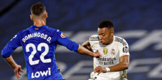 Real Madrid recupera el primer lugar de LaLiga tras vencer a Getafe Real Madrid Getafe LaLiga - goal line